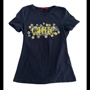 CH Carolina Herrera Blue CH Embroidered T-shirt Size XXS (0593)